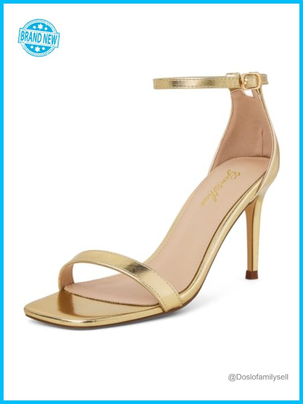 Women's Strappy Stiletto Heeled Sandals Square Open Toe Ankle Strap
